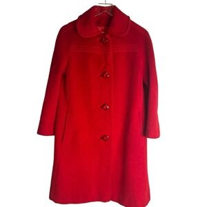 Vintage Red 100 % Wool 1950's - 1960's Jackie O Style Coat